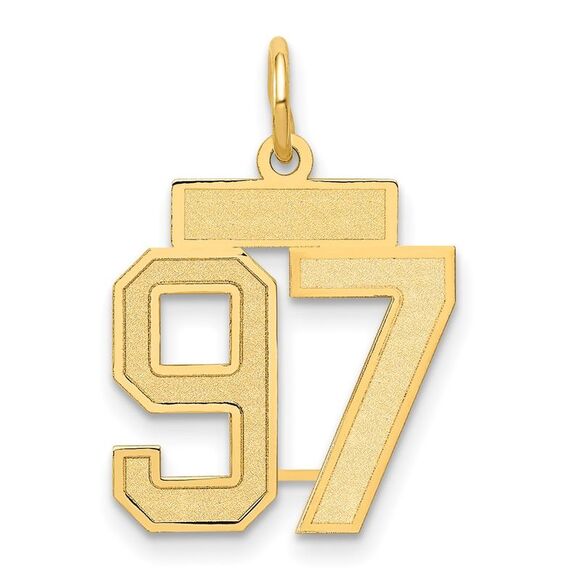 14k Yellow Gold Small Satin Number 97 Charm